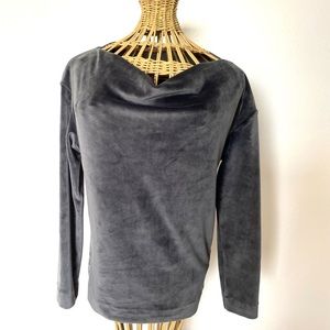 White House Black Market Gray Velour Top. Size S.